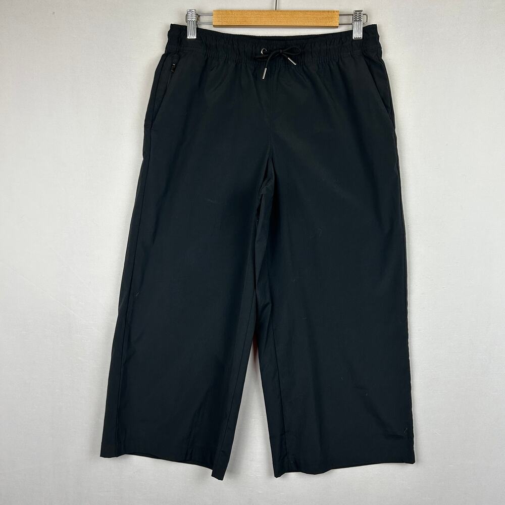 Athleta Midday Mid Rise Crop Poplin Pant Black Elastic Waist Women's Size S